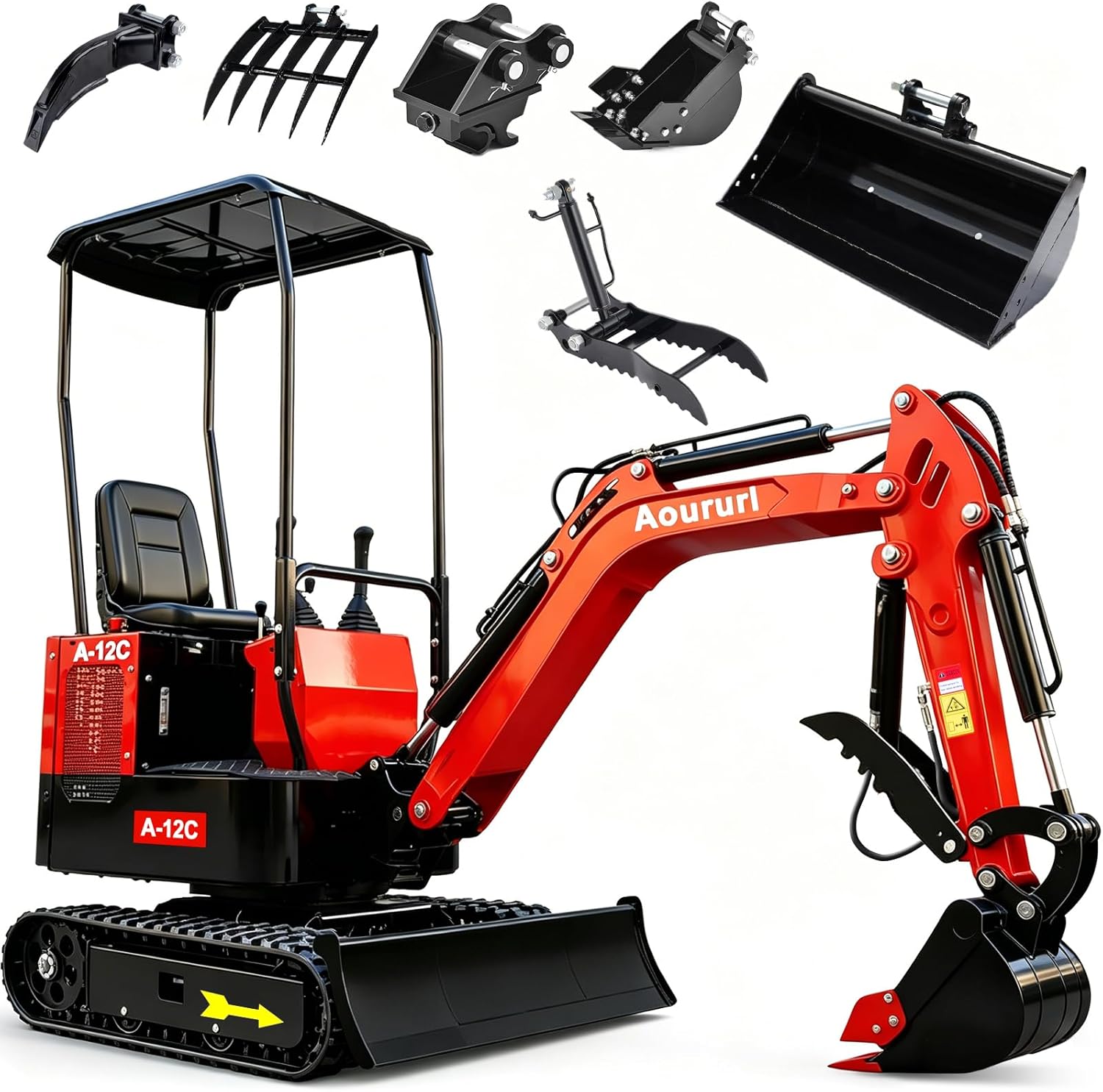 Aoururl 1.4 Ton Mini Excavator review — full unboxing showing every item included